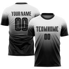 Load image into Gallery viewer, Custom White Black Sublimation Fade Fashion Soccer Uniform Jersey