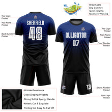Load image into Gallery viewer, Custom Royal White-Black Sublimation Fade Fashion Soccer Uniform Jersey