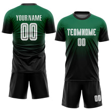 Load image into Gallery viewer, Custom Kelly Green White-Black Sublimation Fade Fashion Soccer Uniform Jersey