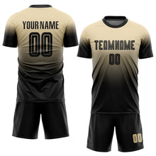Load image into Gallery viewer, Custom Cream Black Sublimation Fade Fashion Soccer Uniform Jersey
