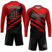 Load image into Gallery viewer, Custom Red Black-White Sublimation Soccer Uniform Jersey