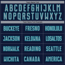 Load image into Gallery viewer, Custom Navy Gray-Teal Pinstripe Fade Fashion Sublimation Soccer Uniform Jersey