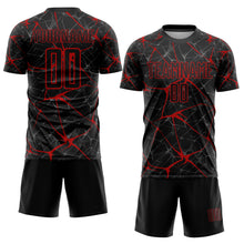 Load image into Gallery viewer, Custom Black Red Sublimation Soccer Uniform Jersey