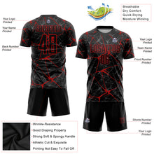 Load image into Gallery viewer, Custom Black Red Sublimation Soccer Uniform Jersey