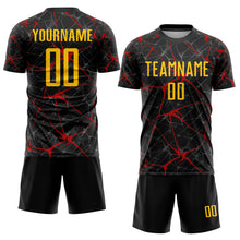 Load image into Gallery viewer, Custom Black Yellow-Red Sublimation Soccer Uniform Jersey