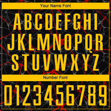 Load image into Gallery viewer, Custom Black Yellow-Red Sublimation Soccer Uniform Jersey