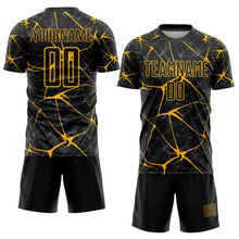 Load image into Gallery viewer, Custom Black Yellow Sublimation Soccer Uniform Jersey