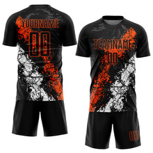 Load image into Gallery viewer, Custom Black Orange-White Sublimation Soccer Uniform Jersey