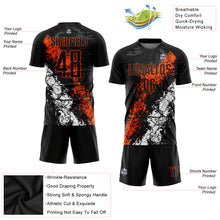 Load image into Gallery viewer, Custom Black Orange-White Sublimation Soccer Uniform Jersey
