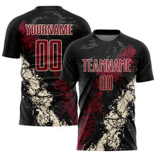 Load image into Gallery viewer, Custom Black Crimson-Cream Sublimation Soccer Uniform Jersey
