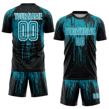Load image into Gallery viewer, Custom Teal Black-White Sublimation Soccer Uniform Jersey