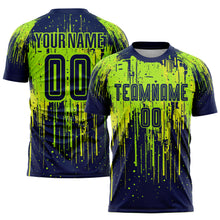 Load image into Gallery viewer, Custom Neon Green Navy-Neon Yellow Sublimation Soccer Uniform Jersey