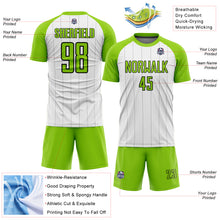 Load image into Gallery viewer, Custom White Neon Green-Black Pinstripe Sublimation Soccer Uniform Jersey
