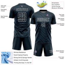 Load image into Gallery viewer, Custom Navy White Wavy Lines Sublimation Soccer Uniform Jersey