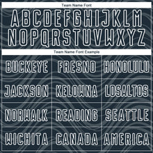 Load image into Gallery viewer, Custom Navy White Wavy Lines Sublimation Soccer Uniform Jersey