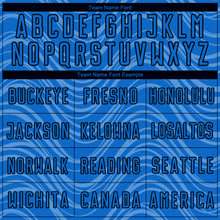 Load image into Gallery viewer, Custom Sky Blue Black Wavy Lines Sublimation Soccer Uniform Jersey