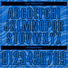 Load image into Gallery viewer, Custom Sky Blue Black Wavy Lines Sublimation Soccer Uniform Jersey