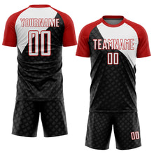 Load image into Gallery viewer, Custom Black White-Red Curve Lines Sublimation Soccer Uniform Jersey