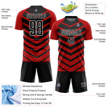 Load image into Gallery viewer, Custom Black Red-White Arrow Shapes Sublimation Soccer Uniform Jersey