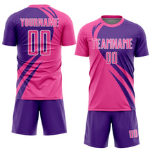 Load image into Gallery viewer, Custom Pink Purple-White Curve Lines Sublimation Soccer Uniform Jersey