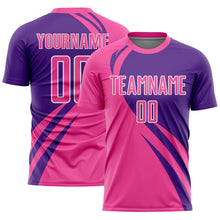 Load image into Gallery viewer, Custom Pink Purple-White Curve Lines Sublimation Soccer Uniform Jersey