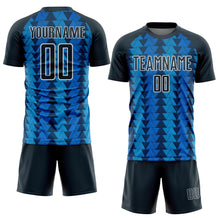 Load image into Gallery viewer, Custom US Navy Blue Navy-White Triangle Shapes Sublimation Soccer Uniform Jersey