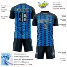 Load image into Gallery viewer, Custom US Navy Blue Navy-White Triangle Shapes Sublimation Soccer Uniform Jersey