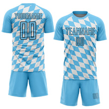 Load image into Gallery viewer, Custom White Sky Blue-Black Bavarian Flag Sublimation Soccer Uniform Jersey