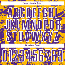 Load image into Gallery viewer, Custom Purple Gold-White Irregular Shapes Sublimation Soccer Uniform Jersey