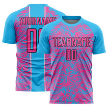 Load image into Gallery viewer, Custom Sky Blue Pink-Black Abstract Fluid Sublimation Soccer Uniform Jersey