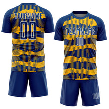Load image into Gallery viewer, Custom Royal Gold-White Pinstripe Sublimation Soccer Uniform Jersey