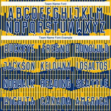 Load image into Gallery viewer, Custom Royal Gold-White Pinstripe Sublimation Soccer Uniform Jersey