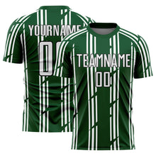 Load image into Gallery viewer, Custom Green White-Black Pinstripe Sublimation Soccer Uniform Jersey