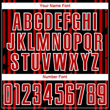 Load image into Gallery viewer, Custom Black Red-White Pinstripe Sublimation Soccer Uniform Jersey