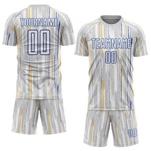 Load image into Gallery viewer, Custom Gray White-Royal Pinstripe Sublimation Soccer Uniform Jersey