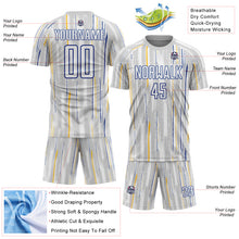Load image into Gallery viewer, Custom Gray White-Royal Pinstripe Sublimation Soccer Uniform Jersey