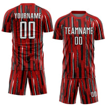 Load image into Gallery viewer, Custom Red White-Black Pinstripe Sublimation Soccer Uniform Jersey