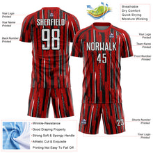 Load image into Gallery viewer, Custom Red White-Black Pinstripe Sublimation Soccer Uniform Jersey