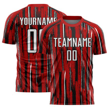 Load image into Gallery viewer, Custom Red White-Black Pinstripe Sublimation Soccer Uniform Jersey