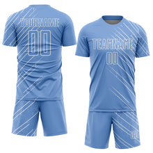Load image into Gallery viewer, Custom Light Blue White Lines Sublimation Soccer Uniform Jersey