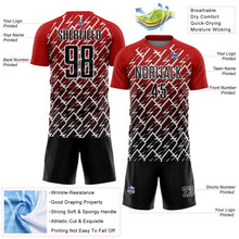Load image into Gallery viewer, Custom Red Black-White Lightning Sublimation Soccer Uniform Jersey
