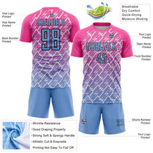 Load image into Gallery viewer, Custom Pink Light Blue-Black Lightning Sublimation Soccer Uniform Jersey