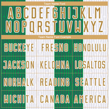 Load image into Gallery viewer, Custom White Old Gold-Kelly Green Sublimation Soccer Uniform Jersey