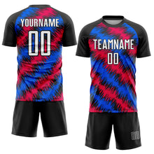 Load image into Gallery viewer, Custom Black Red-Royal Sublimation Soccer Uniform Jersey