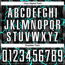 Load image into Gallery viewer, Custom Black White-Aqua Lightning Sublimation Soccer Uniform Jersey