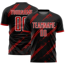 Load image into Gallery viewer, Custom Black Red-White Sublimation Soccer Uniform Jersey