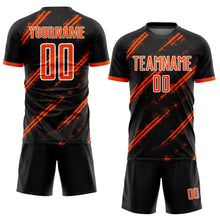 Load image into Gallery viewer, Custom Black Orange-White Sublimation Soccer Uniform Jersey