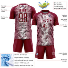 Load image into Gallery viewer, Custom Maroon White Lines Sublimation Soccer Uniform Jersey