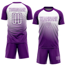 Load image into Gallery viewer, Custom Purple White Abstract Geometric Triangles Sublimation Soccer Uniform Jersey