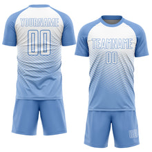 Load image into Gallery viewer, Custom Light Blue White Lines Sublimation Soccer Uniform Jersey